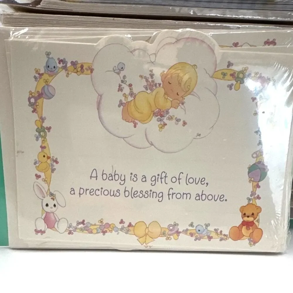 Vintage Hallmark Baby Shower Invitations 8 Pack Classic 90s Precious Moments NOS